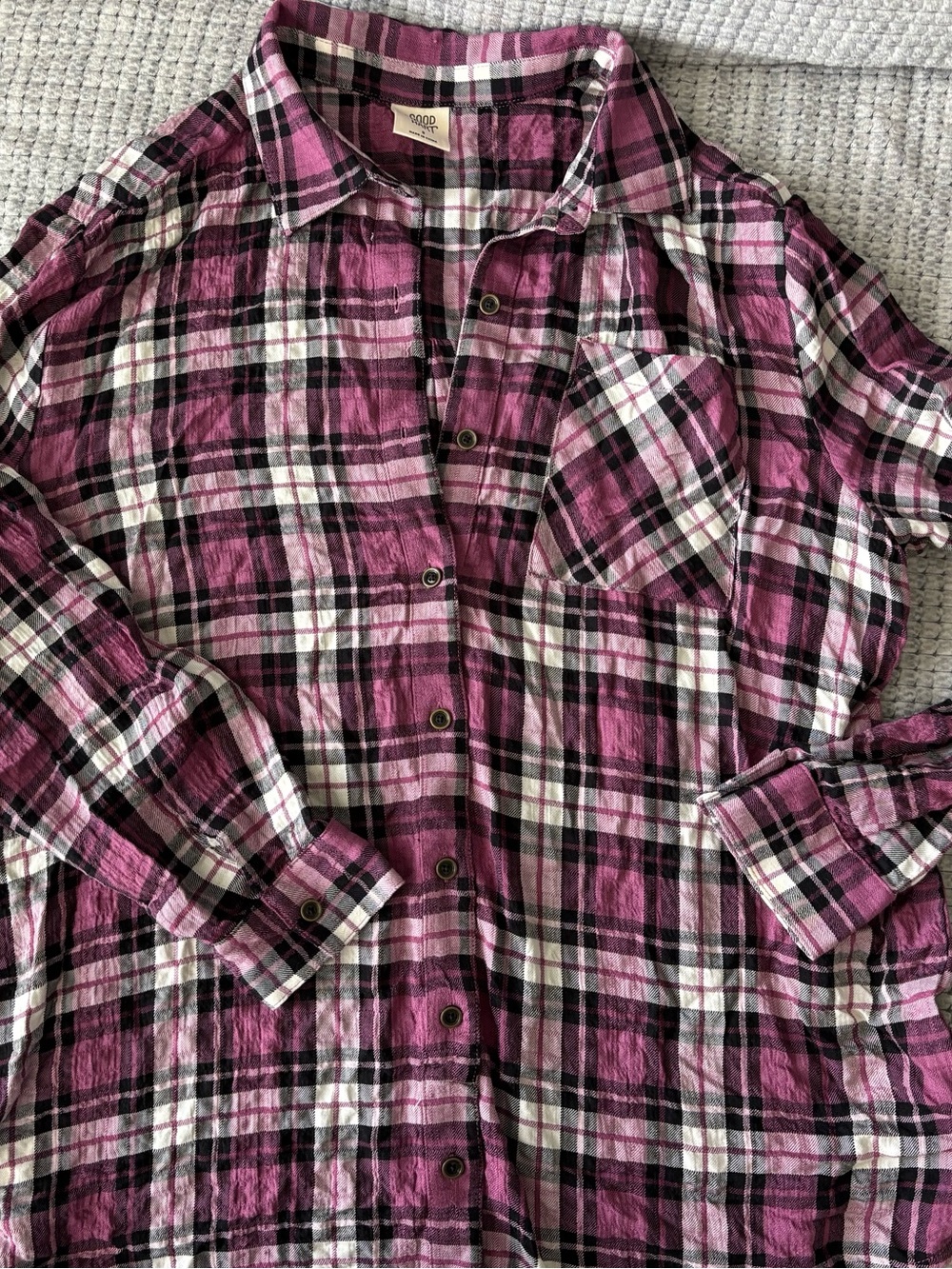 Matilda Jane Pink and Black Plaid Button-Down Shirt